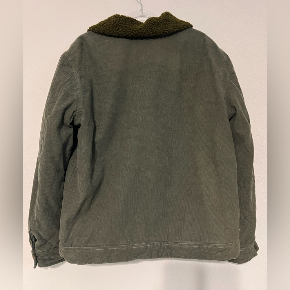 Reverb Mens Button Down‎ Sherpa Lined Corduroy Jacket Green Brown Size XL - Picture 8 of 10